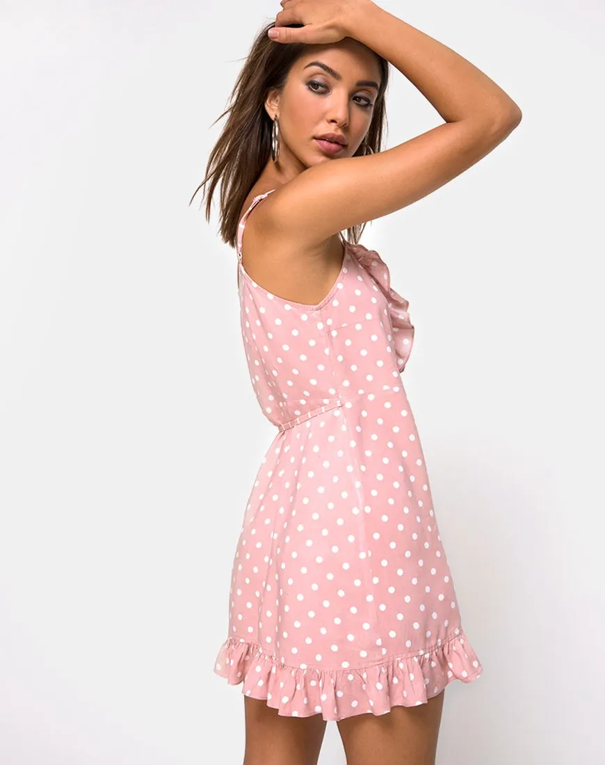 Lasky Slip Dress in Spot Stripe Pink and White