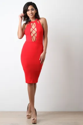 Lattice Cage Cutout Bodycon Dress