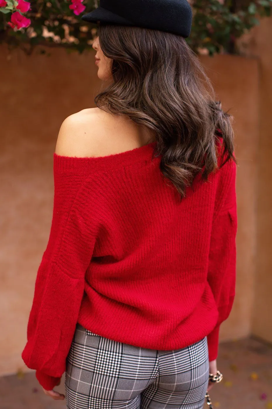 Like Minded Red Balloon Sleeve Knit Sweater