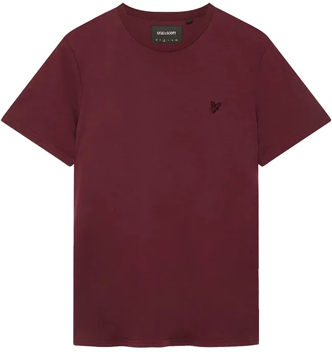 Lyle and Scott Mens Tonal Eagle T Shirt Burgundy