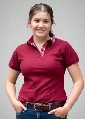 Marge - Burgundy with abstract trim Polo Shirt