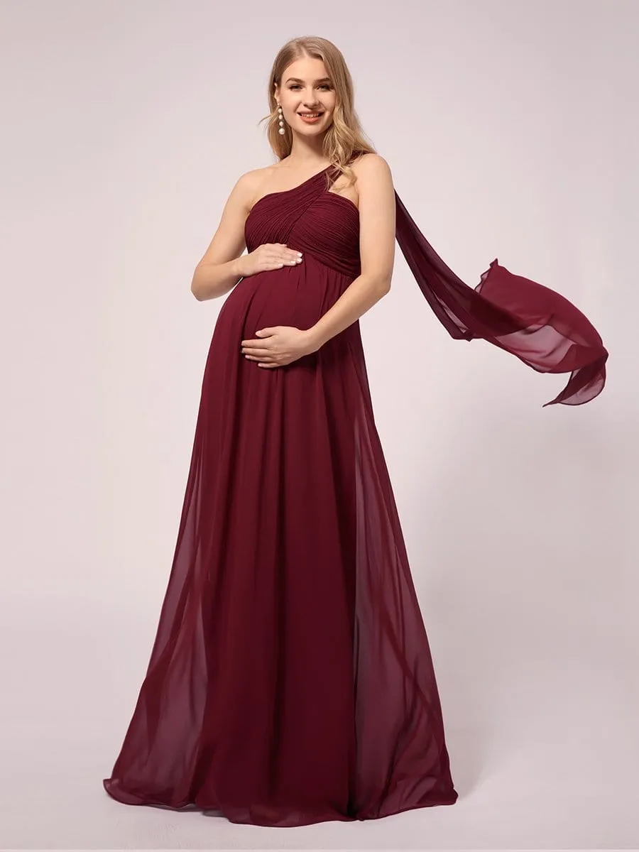 Maxi Chiffon One Shoulder Dress for Women Maternity