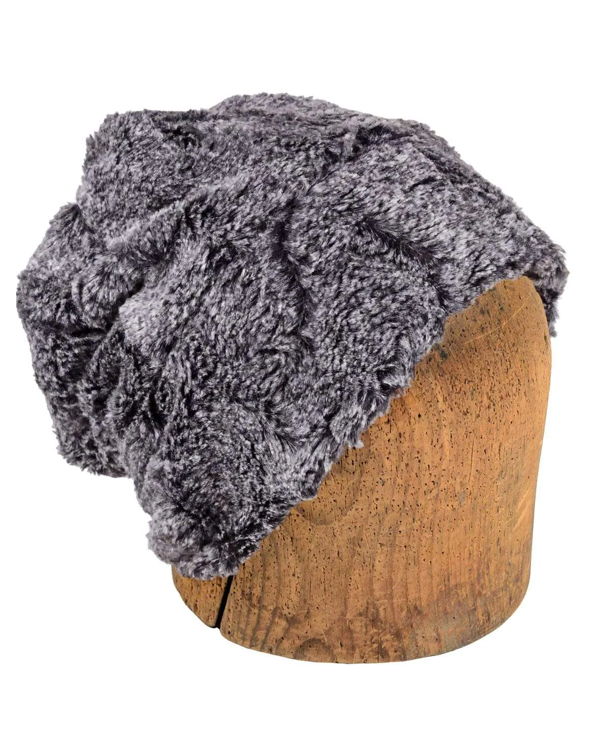 Men's Beanie Hat, Reversible - Luxury Faux Fur in Nimbus