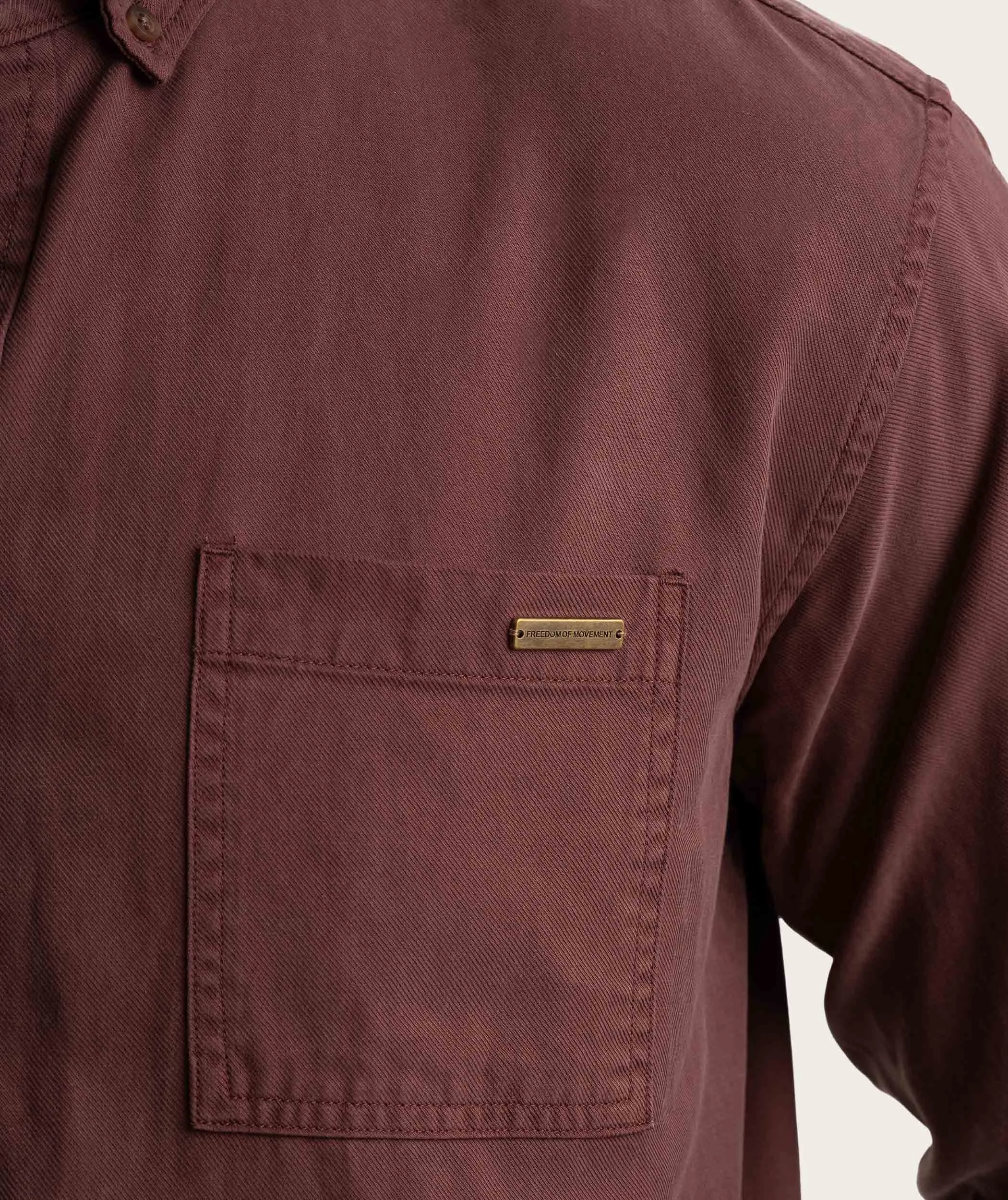 Mens Tencel Long Sleeve Shirt - Burgundy