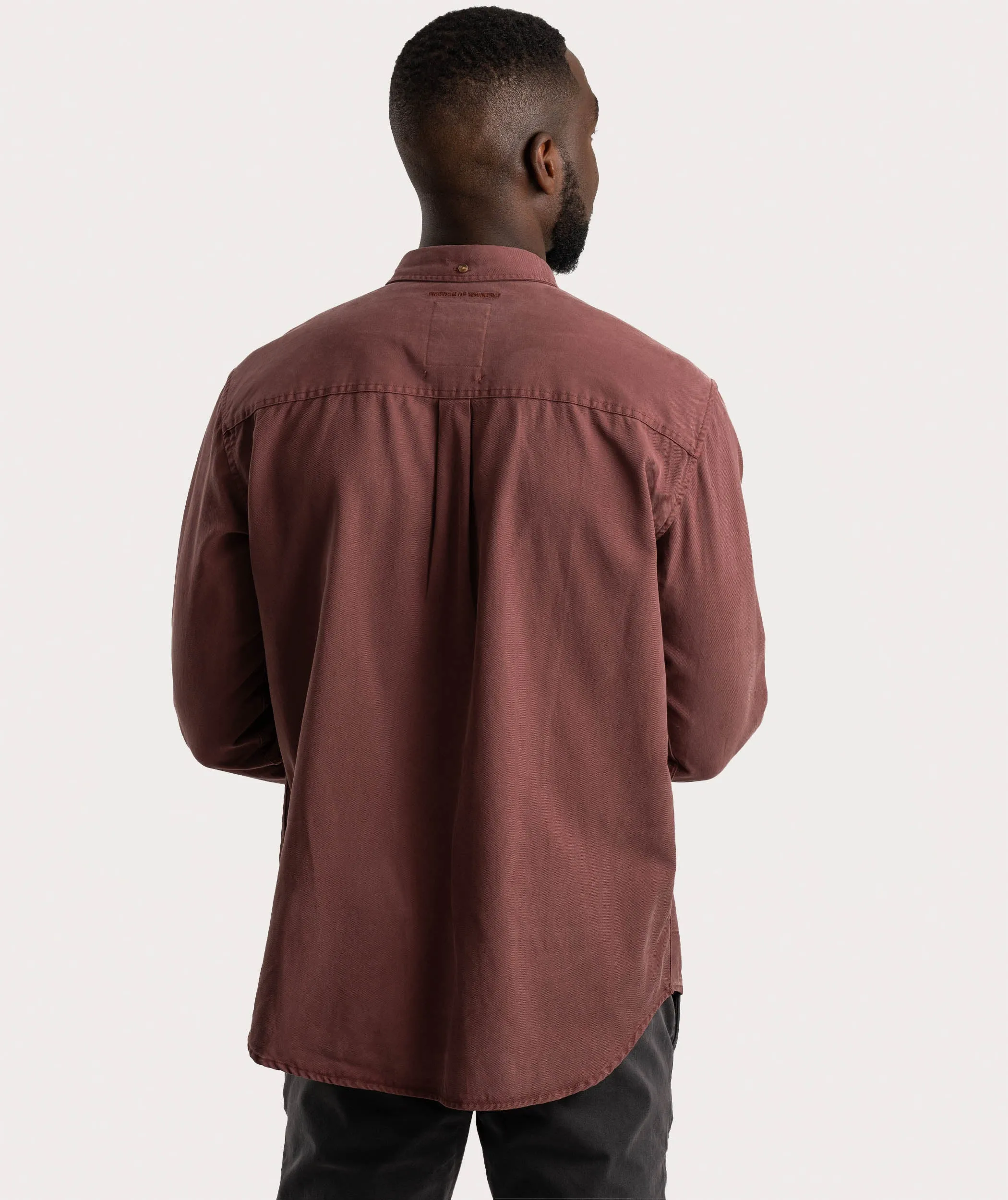 Mens Tencel Long Sleeve Shirt - Burgundy