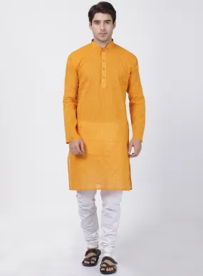 Men's Yellow Pure Cotton Kurta and Pyjama Set - Vastramay