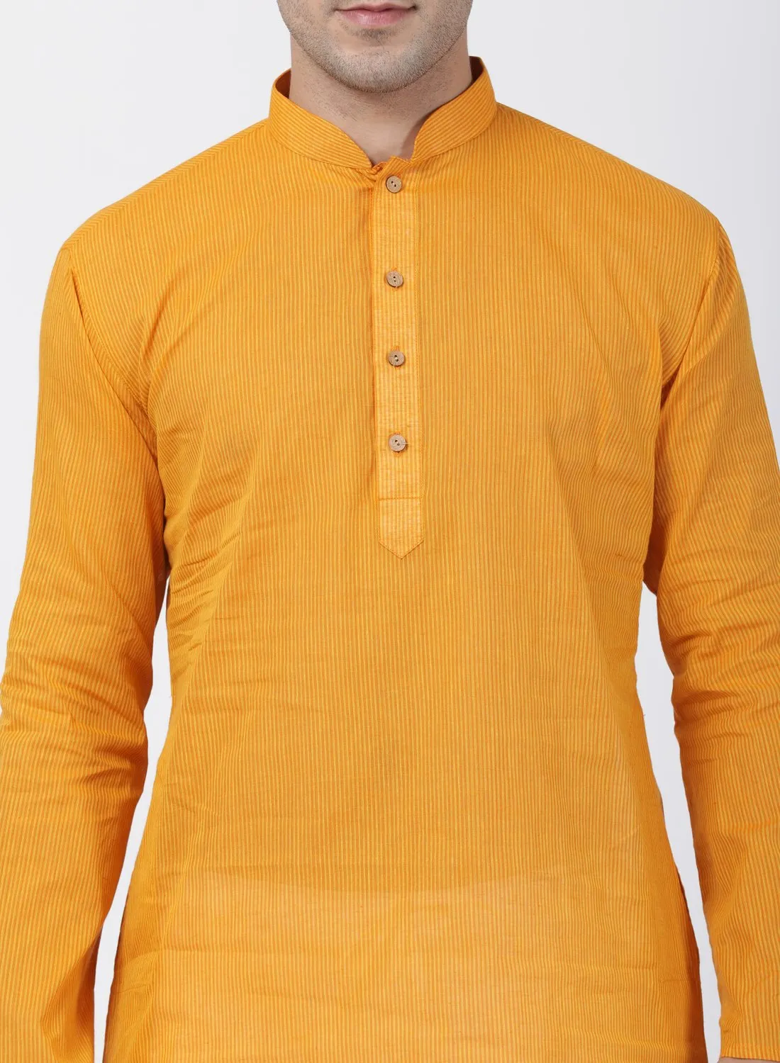 Men's Yellow Pure Cotton Kurta and Pyjama Set - Vastramay