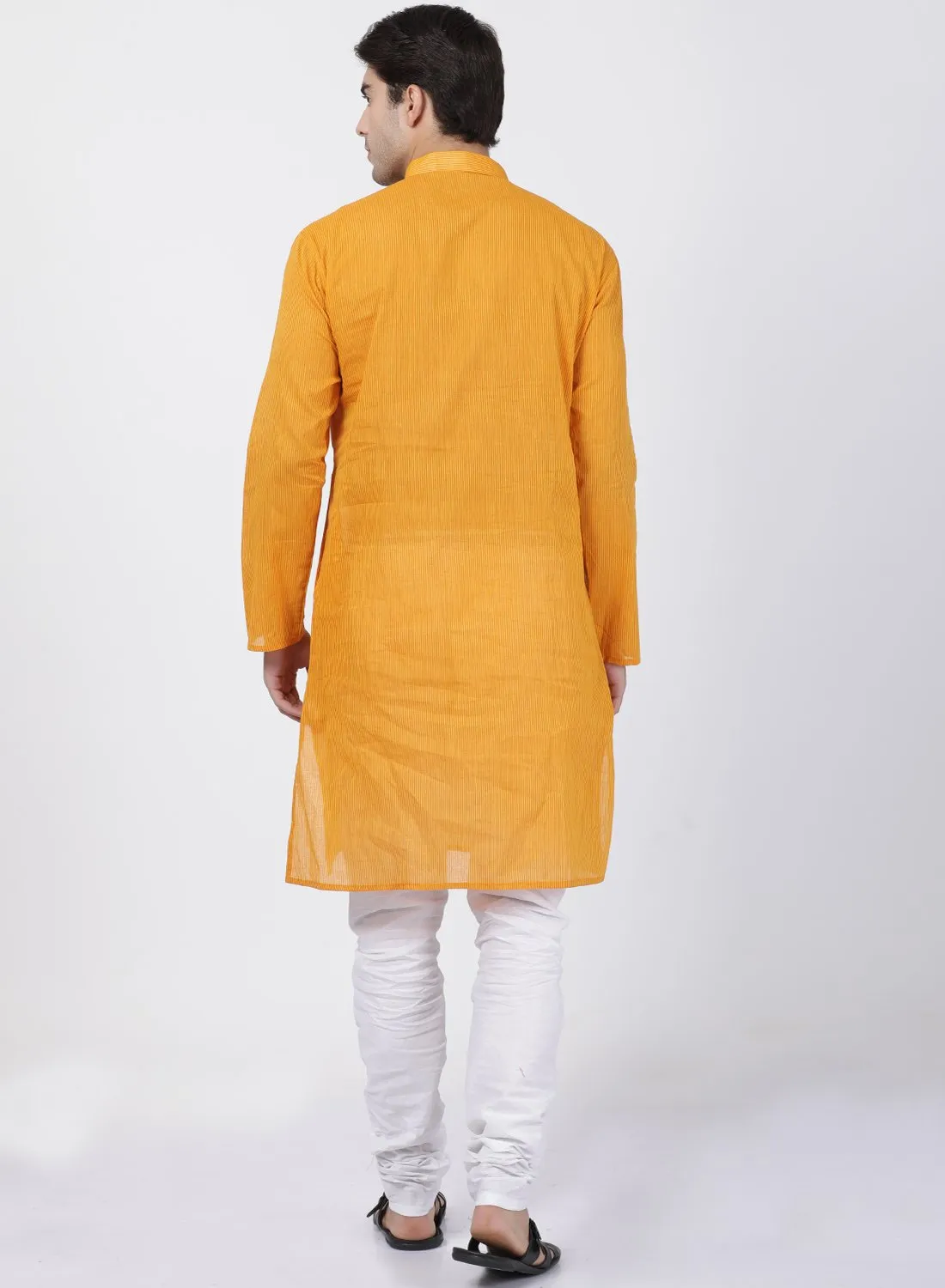 Men's Yellow Pure Cotton Kurta and Pyjama Set - Vastramay