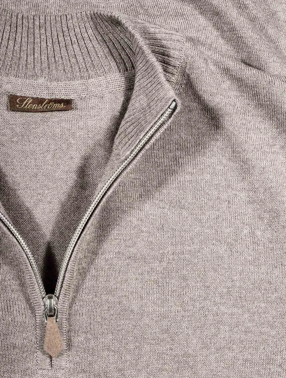 Merino Wool Half Zip Brown