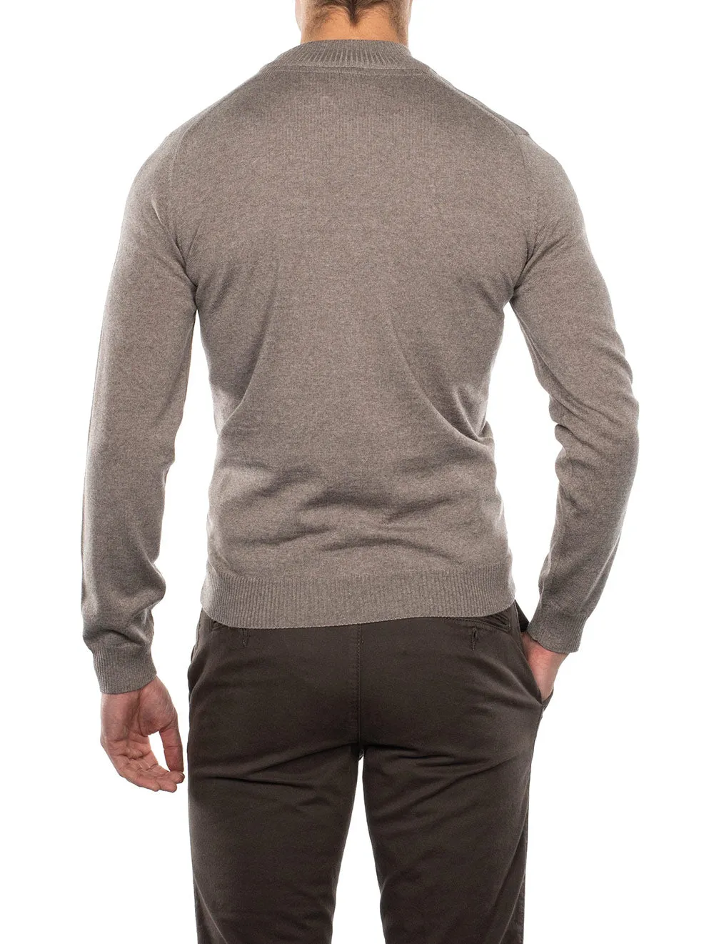 Merino Wool Half Zip Brown