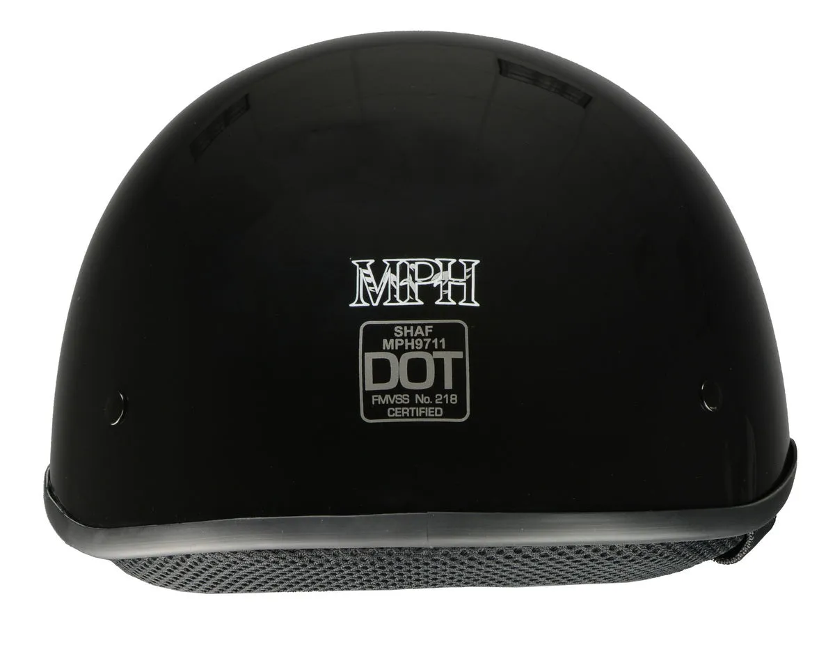 Milwaukee Helmets Bare Bones Glossy Black Half Motorcycle Helmet for