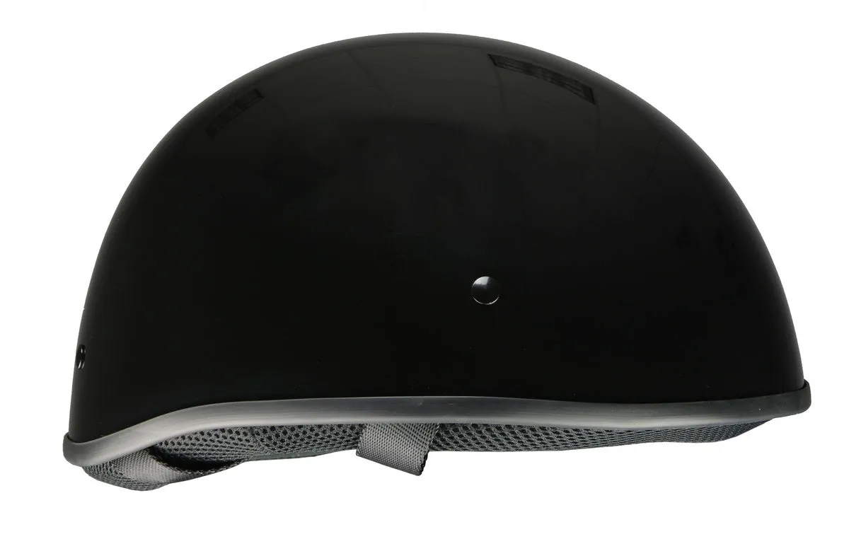 Milwaukee Helmets Bare Bones Glossy Black Half Motorcycle Helmet for