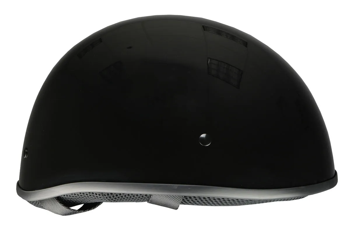 Milwaukee Helmets Bare Bones Glossy Black Half Motorcycle Helmet for