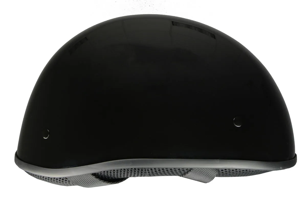 Milwaukee Helmets Bare Bones Glossy Black Half Motorcycle Helmet for