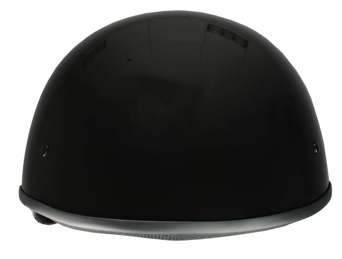 Milwaukee Helmets Bare Bones Glossy Black Half Motorcycle Helmet for