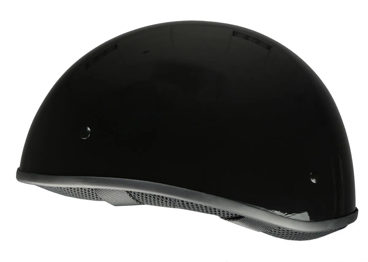 Milwaukee Helmets Bare Bones Glossy Black Half Motorcycle Helmet for