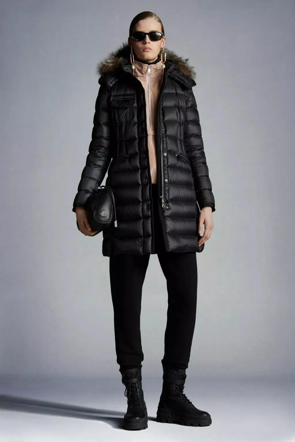 MONCLER Hermifur Long Down Jacket