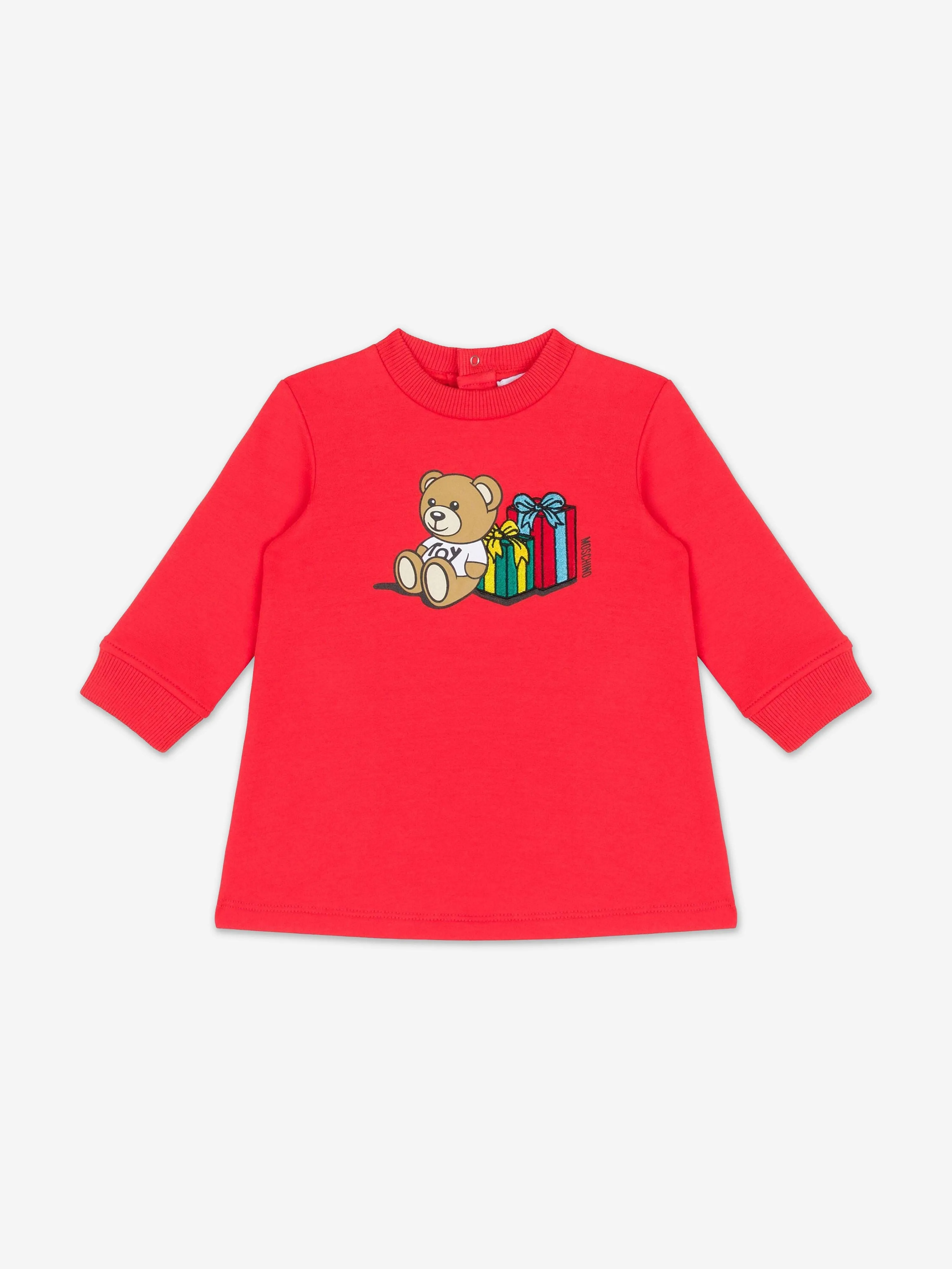 Moschino Baby Girls Bear Sweater Dress in Red