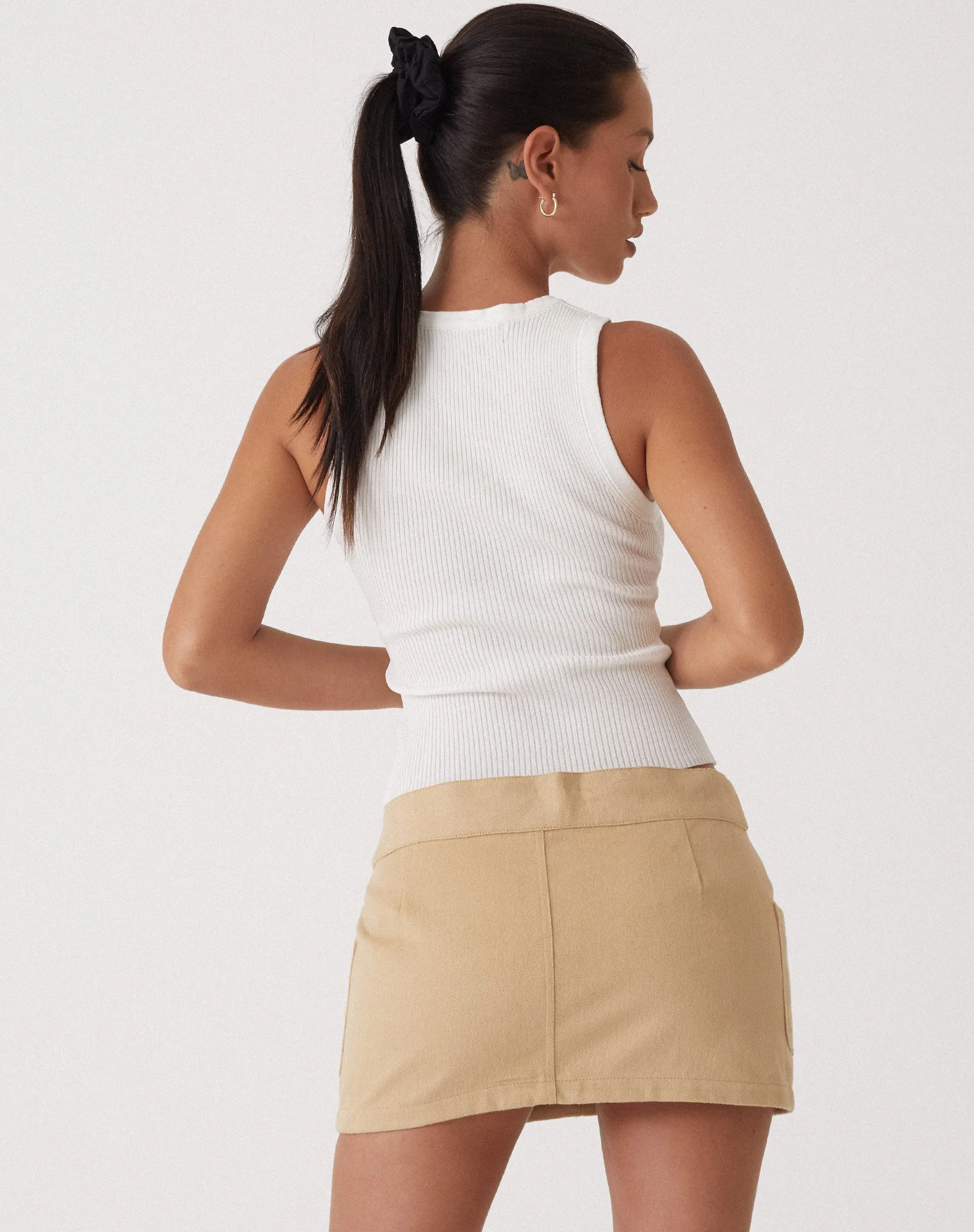 MOTEL X OLIVIA NEILL Stina Cargo Micro Skirt in Tan