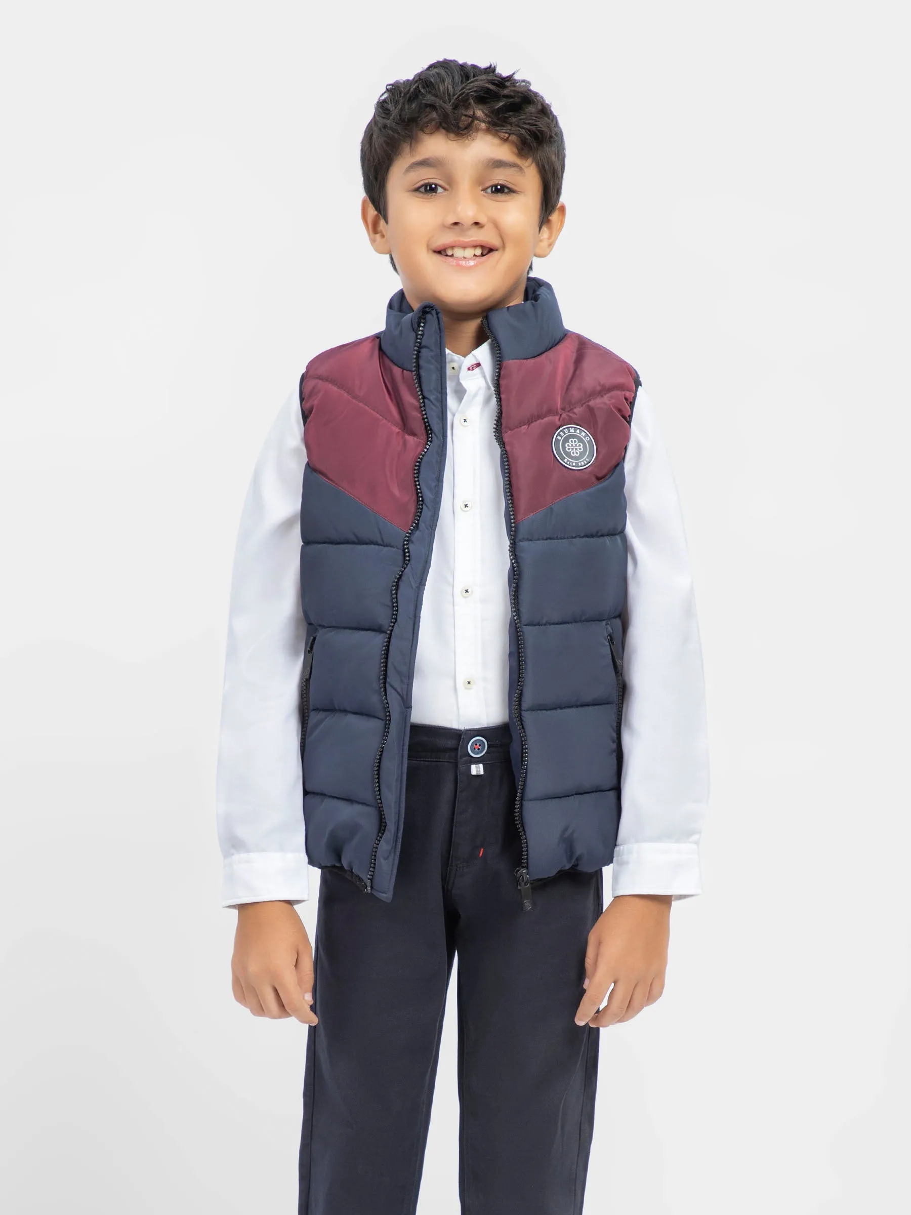 Navy & Burgundy Quilted Sporty Casual Gilet - Unisex