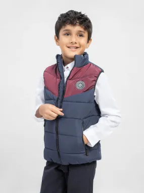 Navy & Burgundy Quilted Sporty Casual Gilet - Unisex