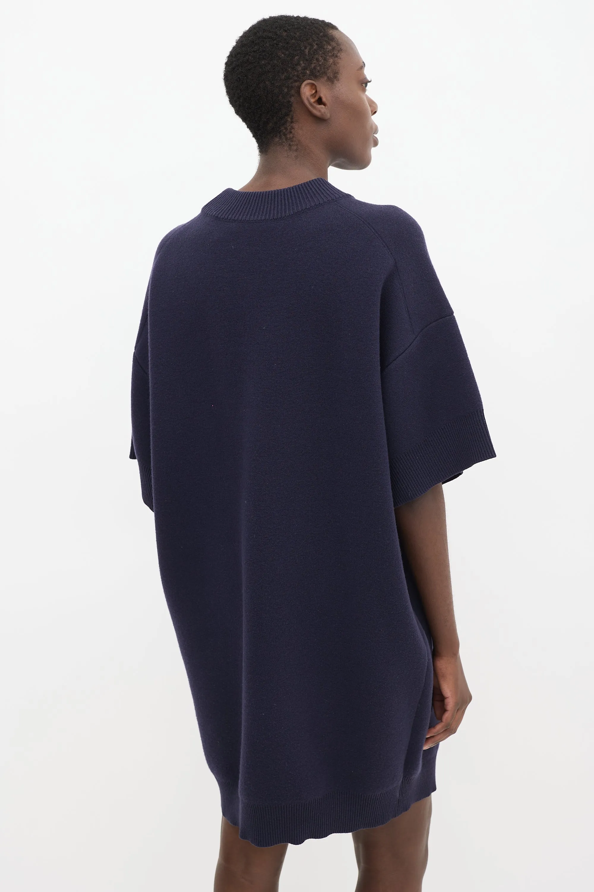 Navy Wool Oversized Sweater Dress