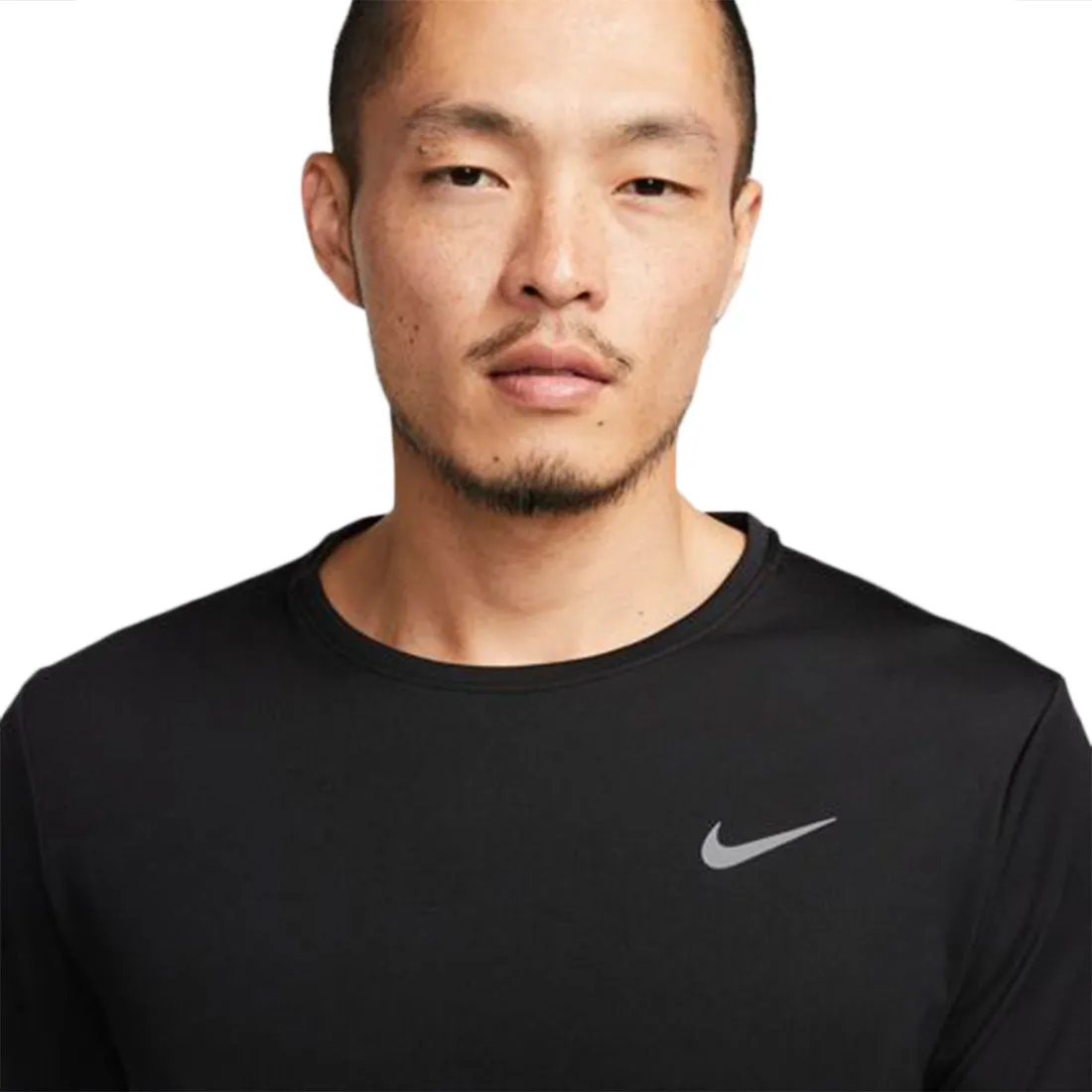 NIKE DRI-FIT UV MILER MEN'S SHORT-SLEEVE RUNNING TOP BLACK