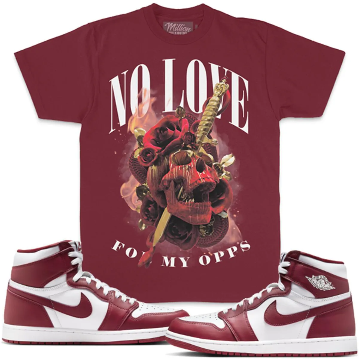 No Love For My Opps Burgundy T Shirt