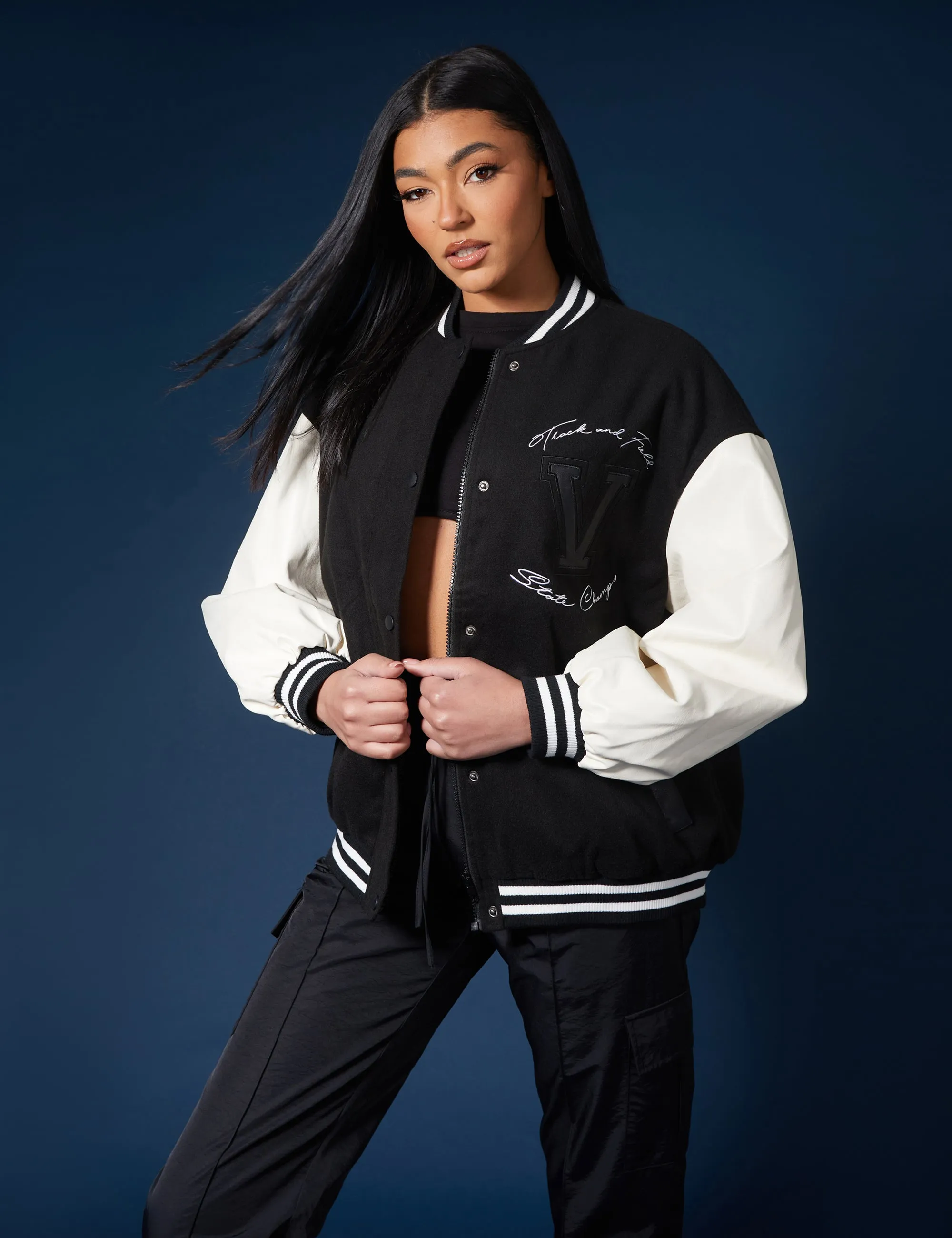 Oversized Varsity Jacket Black