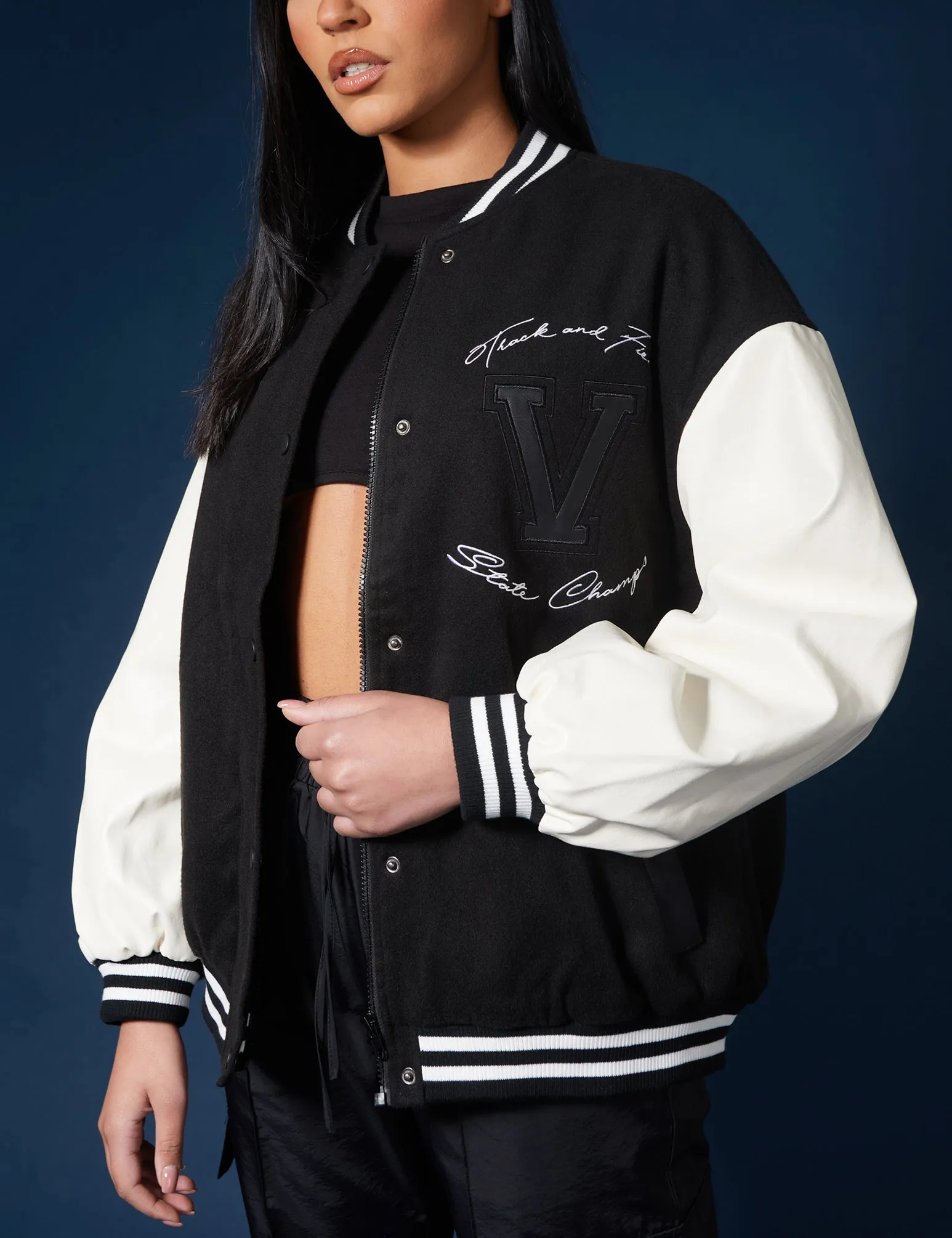 Oversized Varsity Jacket Black