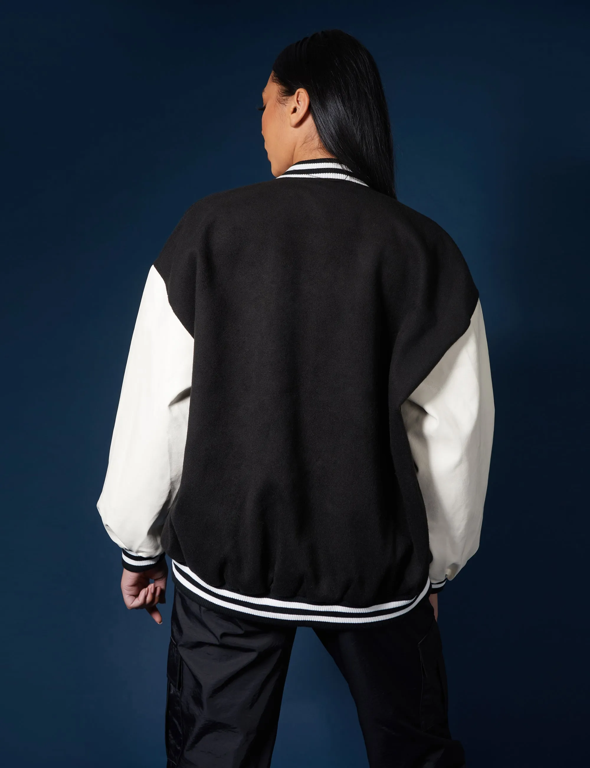 Oversized Varsity Jacket Black