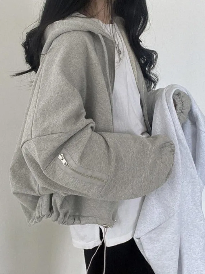 Oversized Zip Up Gray Hoodie