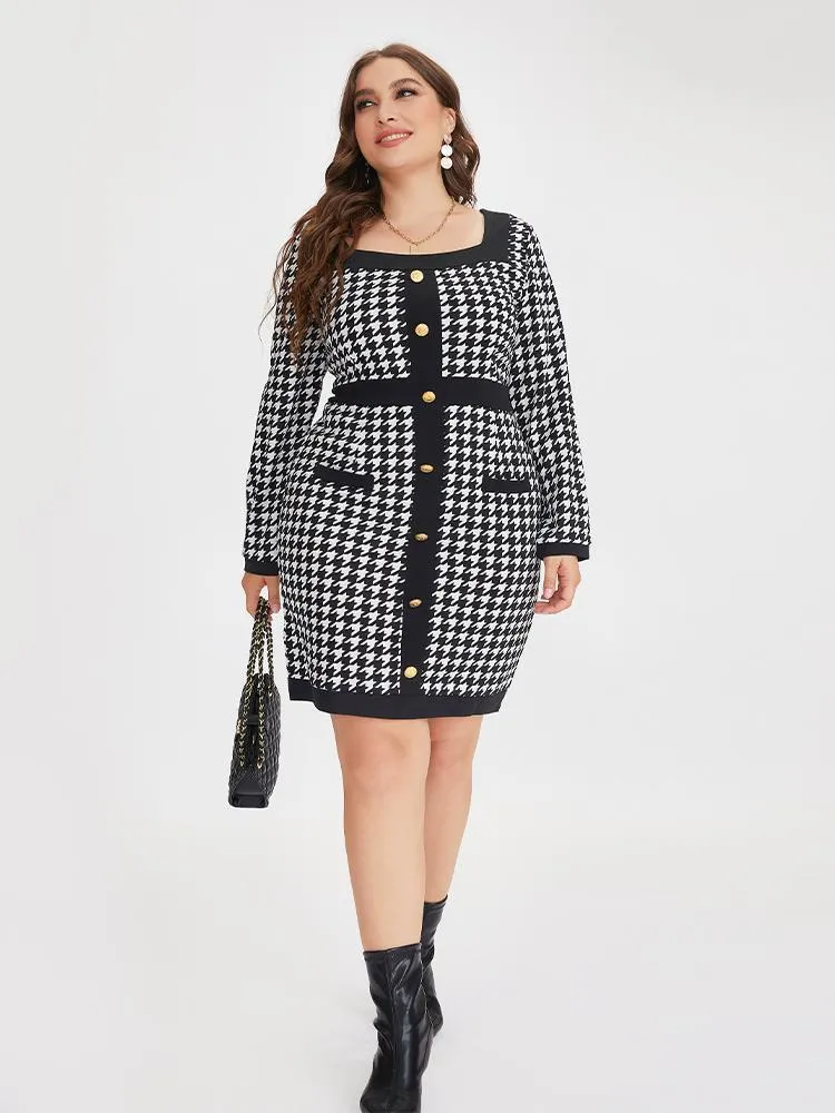 Patchwork Square Collar Dress