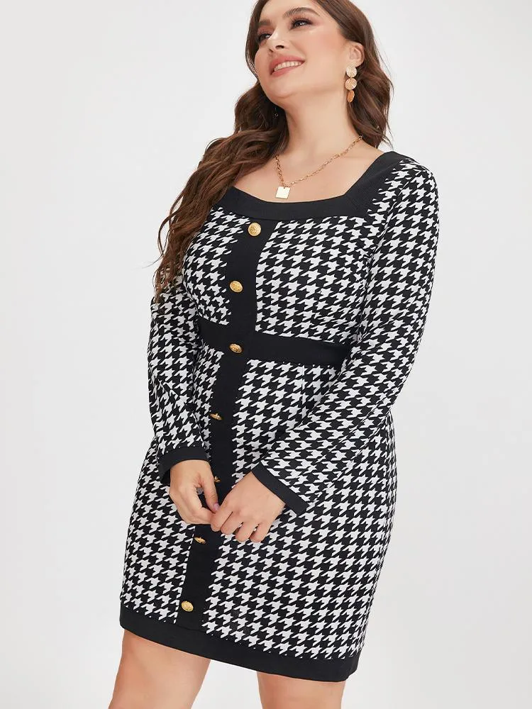 Patchwork Square Collar Dress