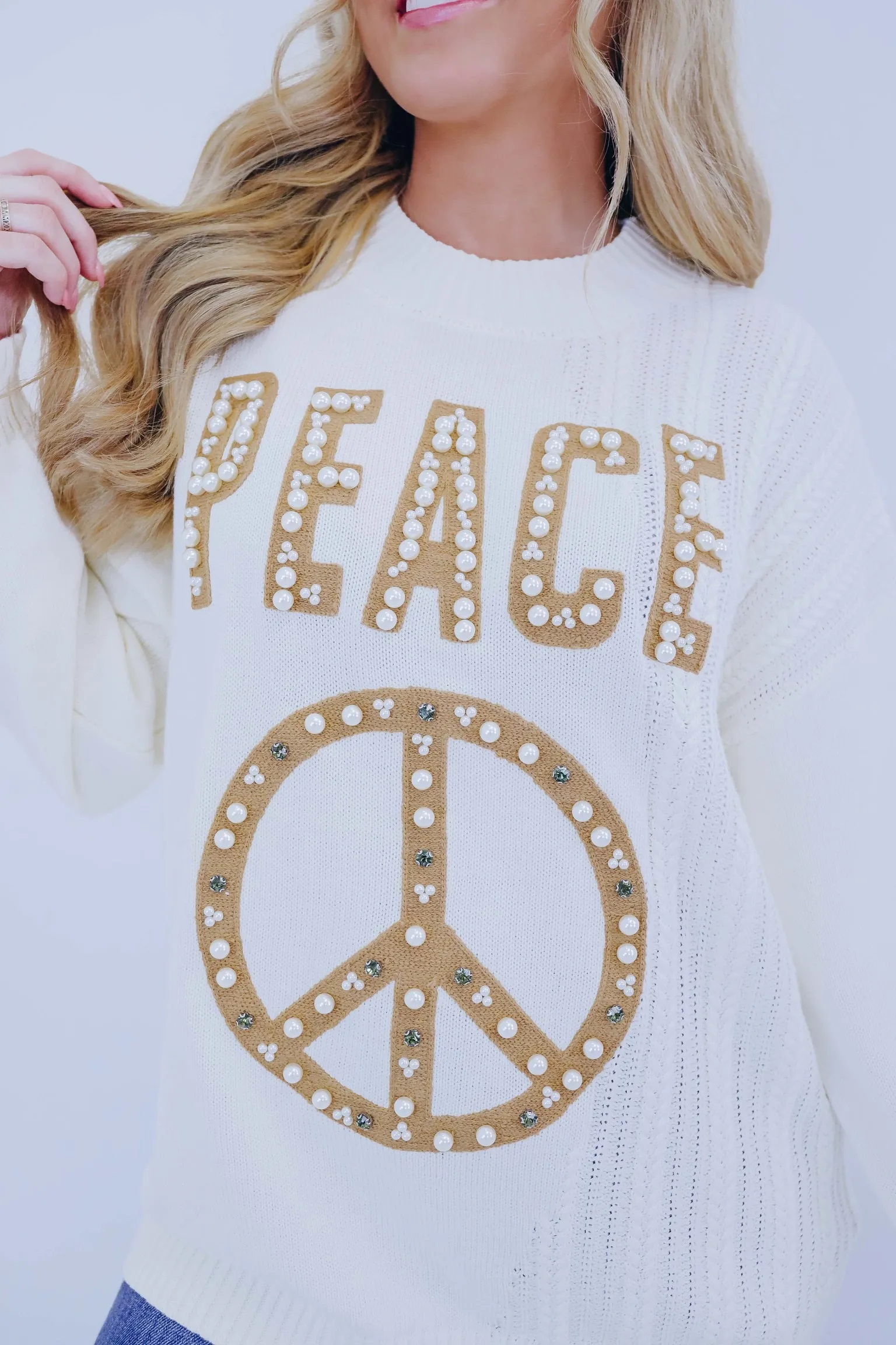 Peace N Pearls Embellished Sweater By POL