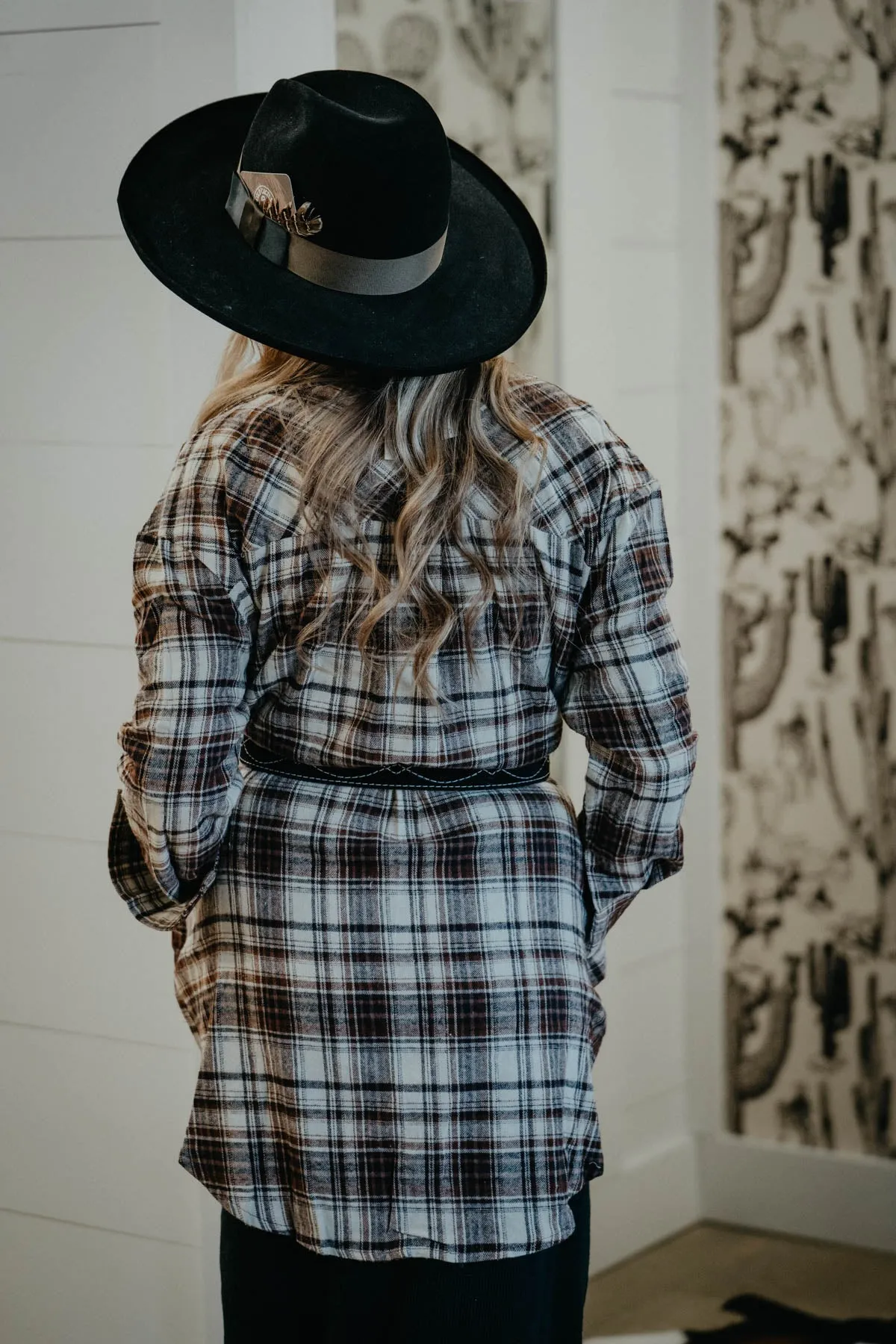 ‘Peyton’ Brown Flannel Shirt Dress (S Only)