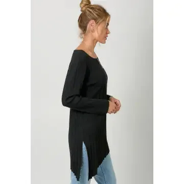 Pleated Diagonal Cut Sweater