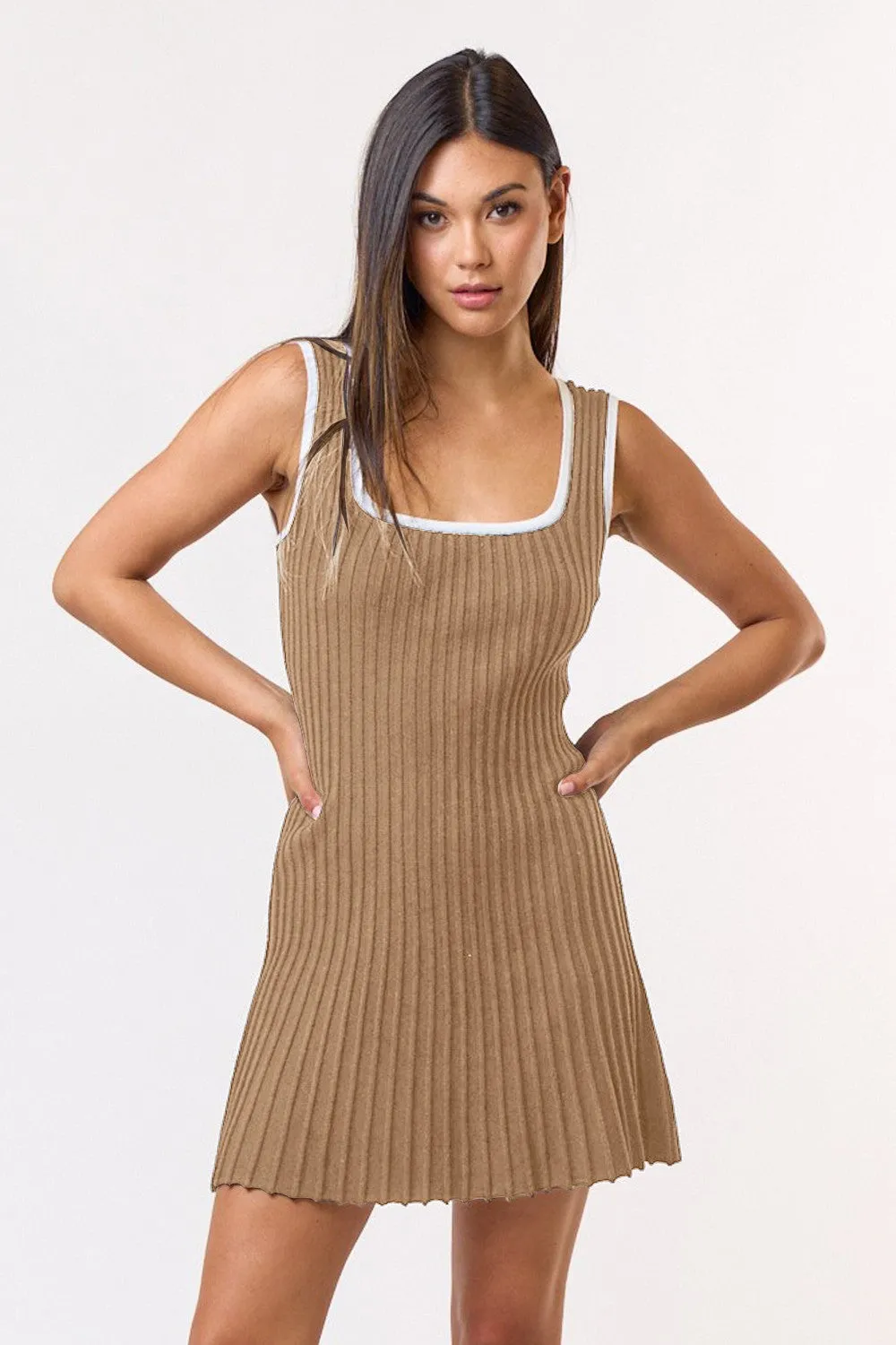 Pleated Sweater Mini Dress