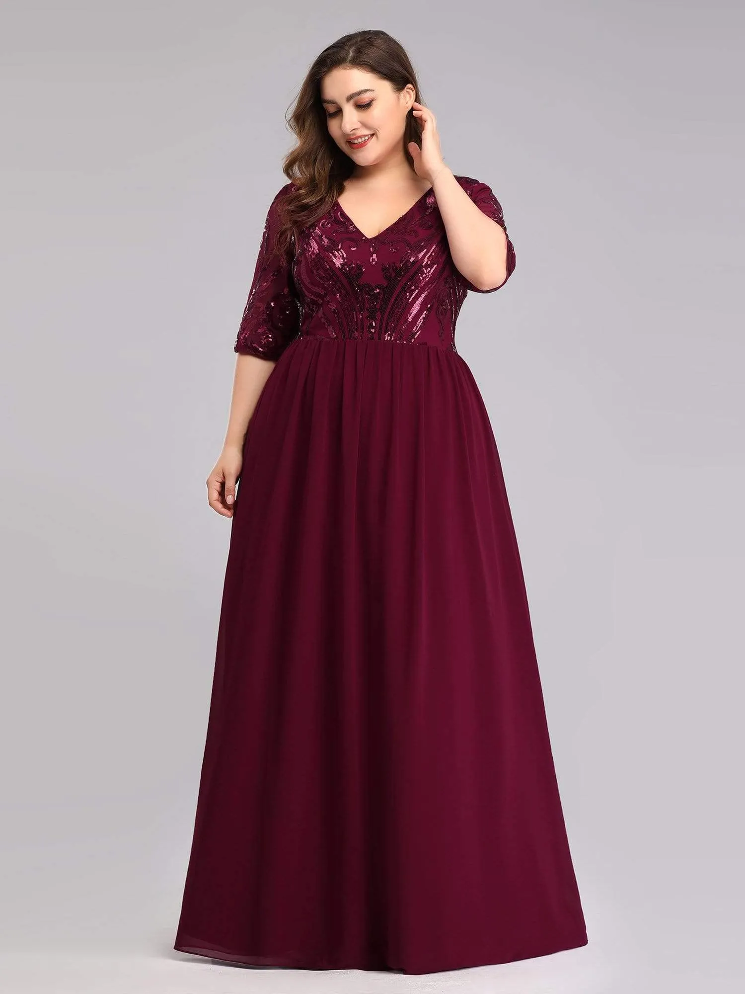 Plus Size Half Sleeve Evening Dress For Weddings