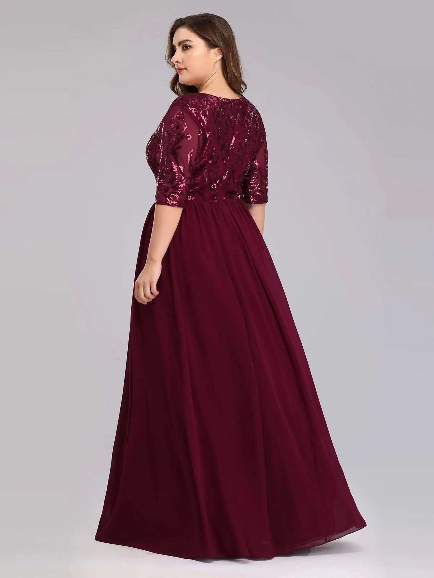 Plus Size Half Sleeve Evening Dress For Weddings