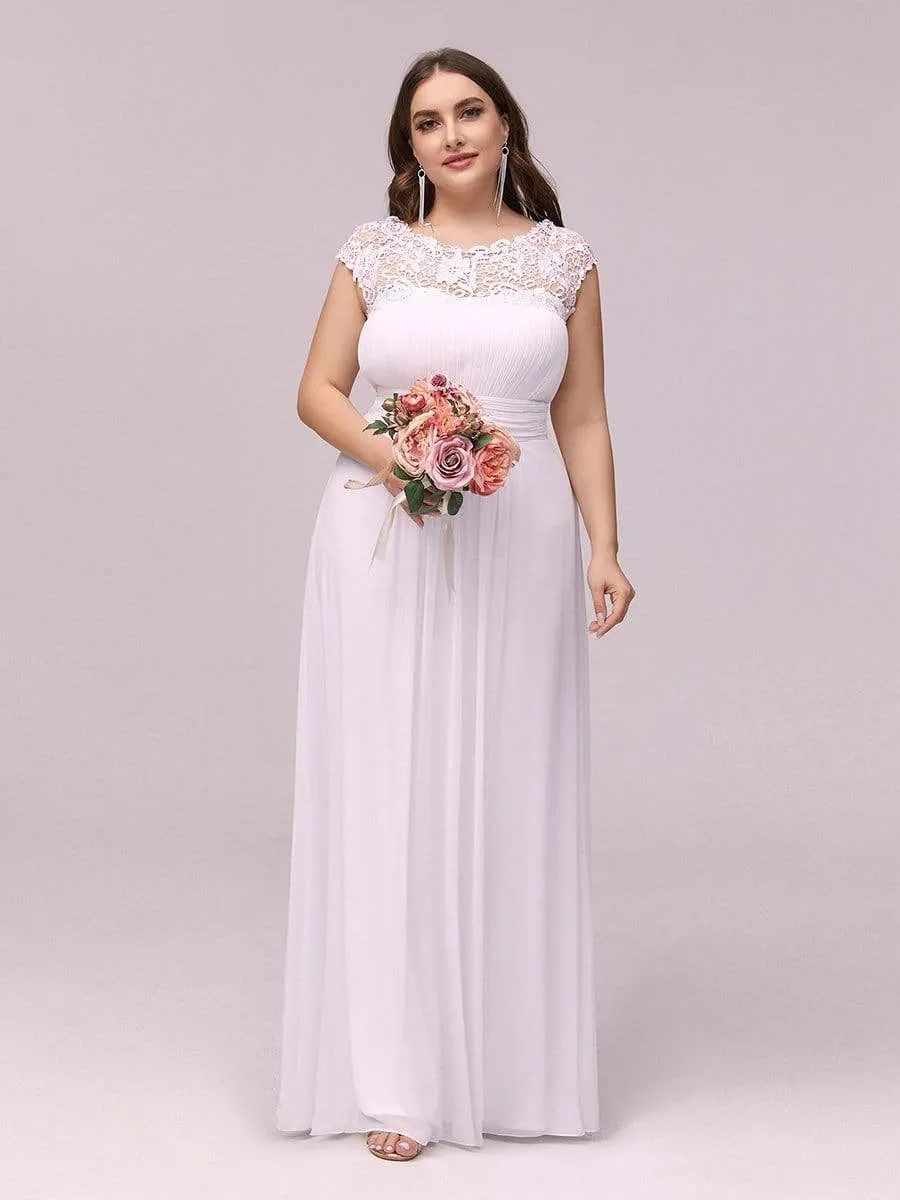 Plus Size Maxi Long Lace Cap Sleeve Evening Dress