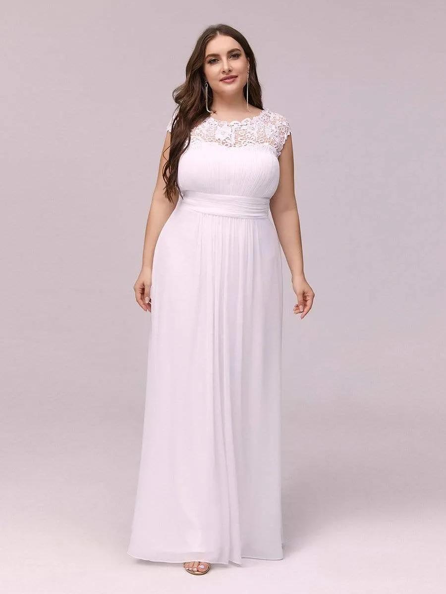 Plus Size Maxi Long Lace Cap Sleeve Evening Dress