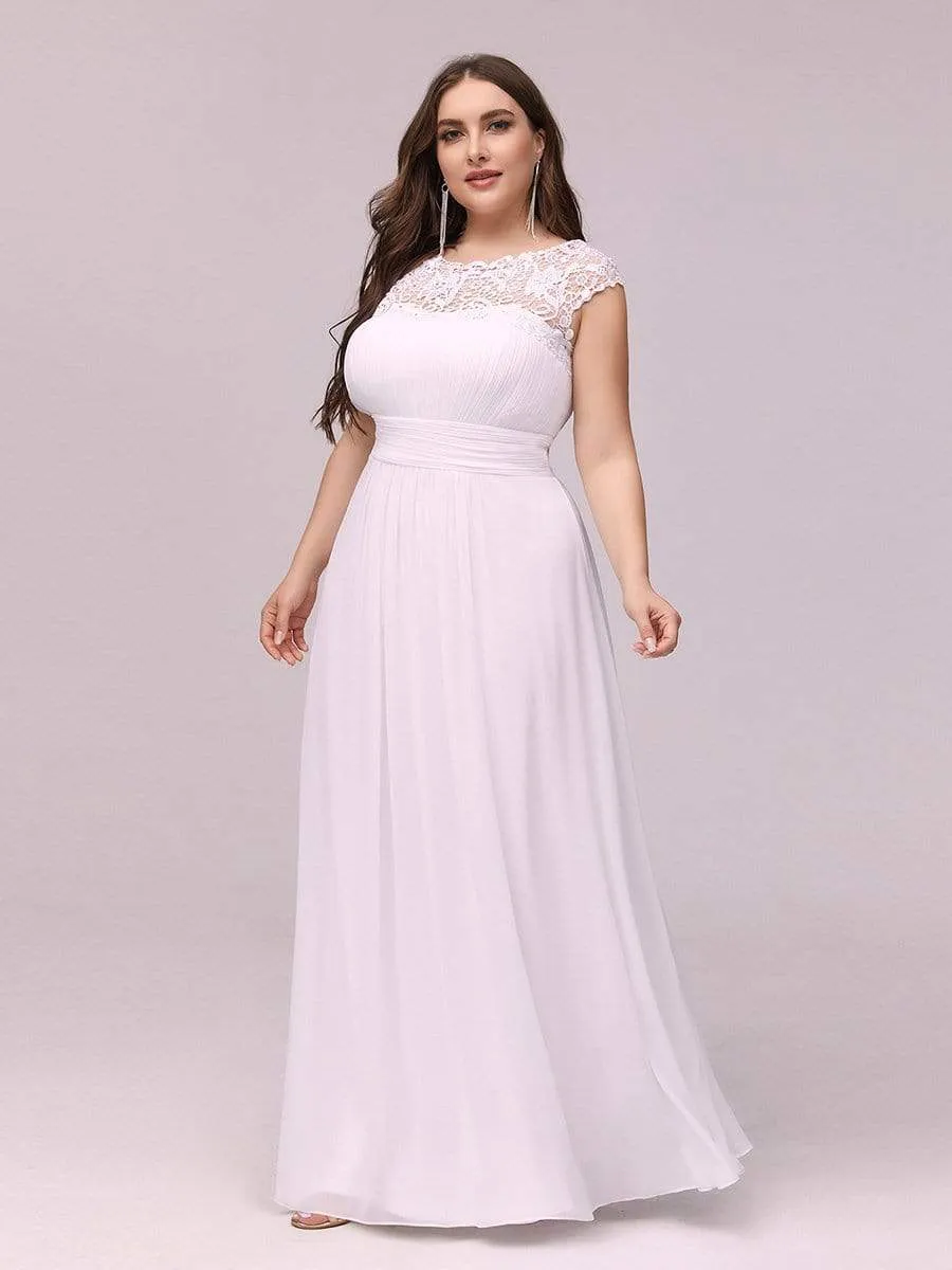 Plus Size Maxi Long Lace Cap Sleeve Evening Dress