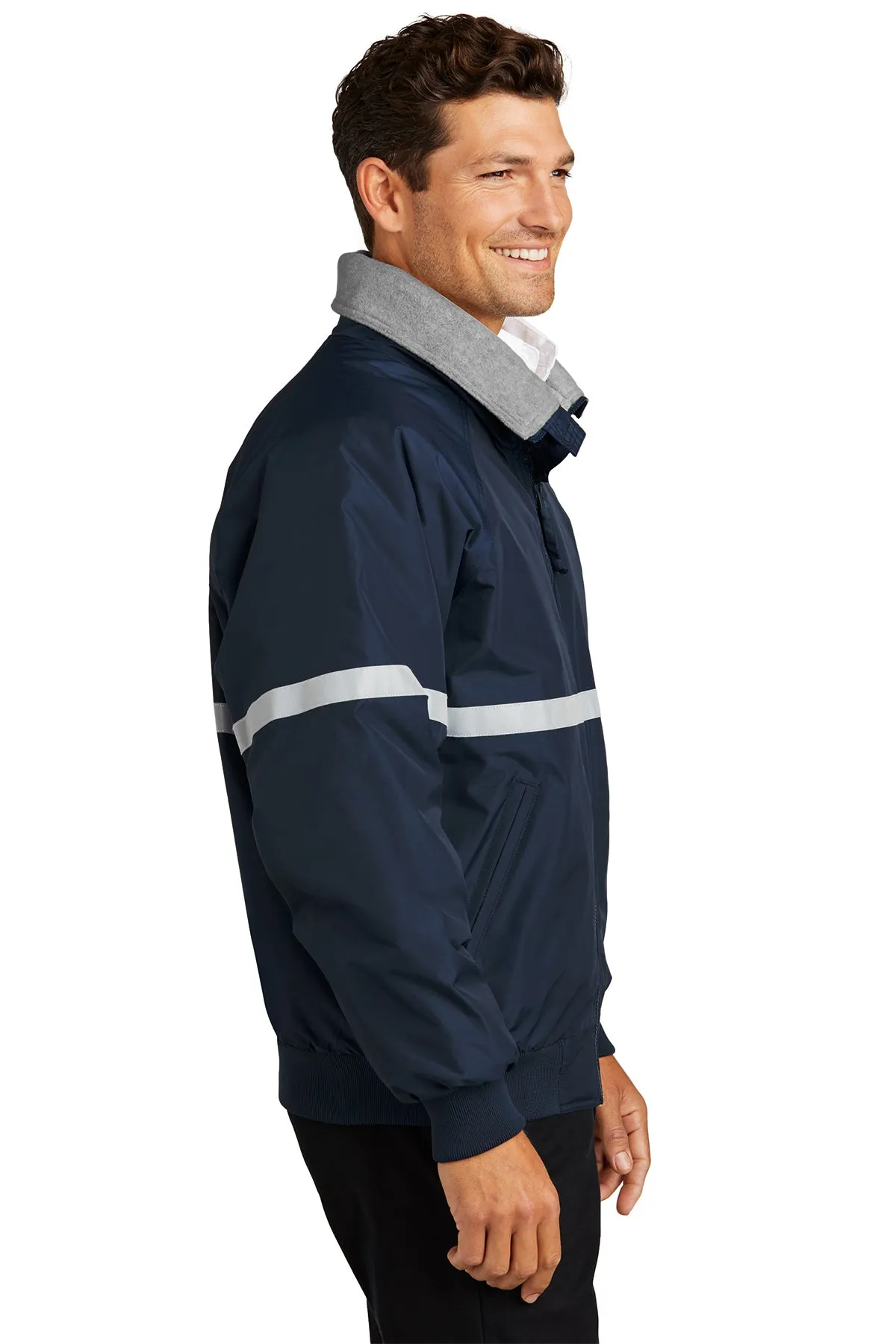 Port Authority Challenger Custom Jackets with Reflective Taping, True Navy/ Grey Heather/ Reflective