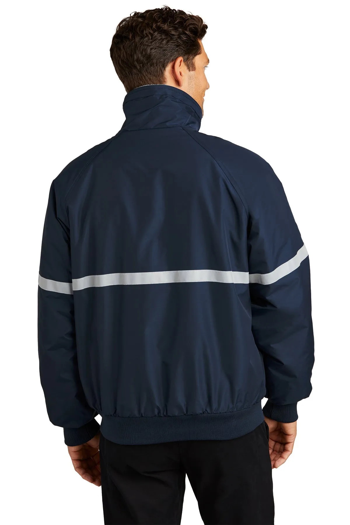 Port Authority Challenger Custom Jackets with Reflective Taping, True Navy/ Grey Heather/ Reflective