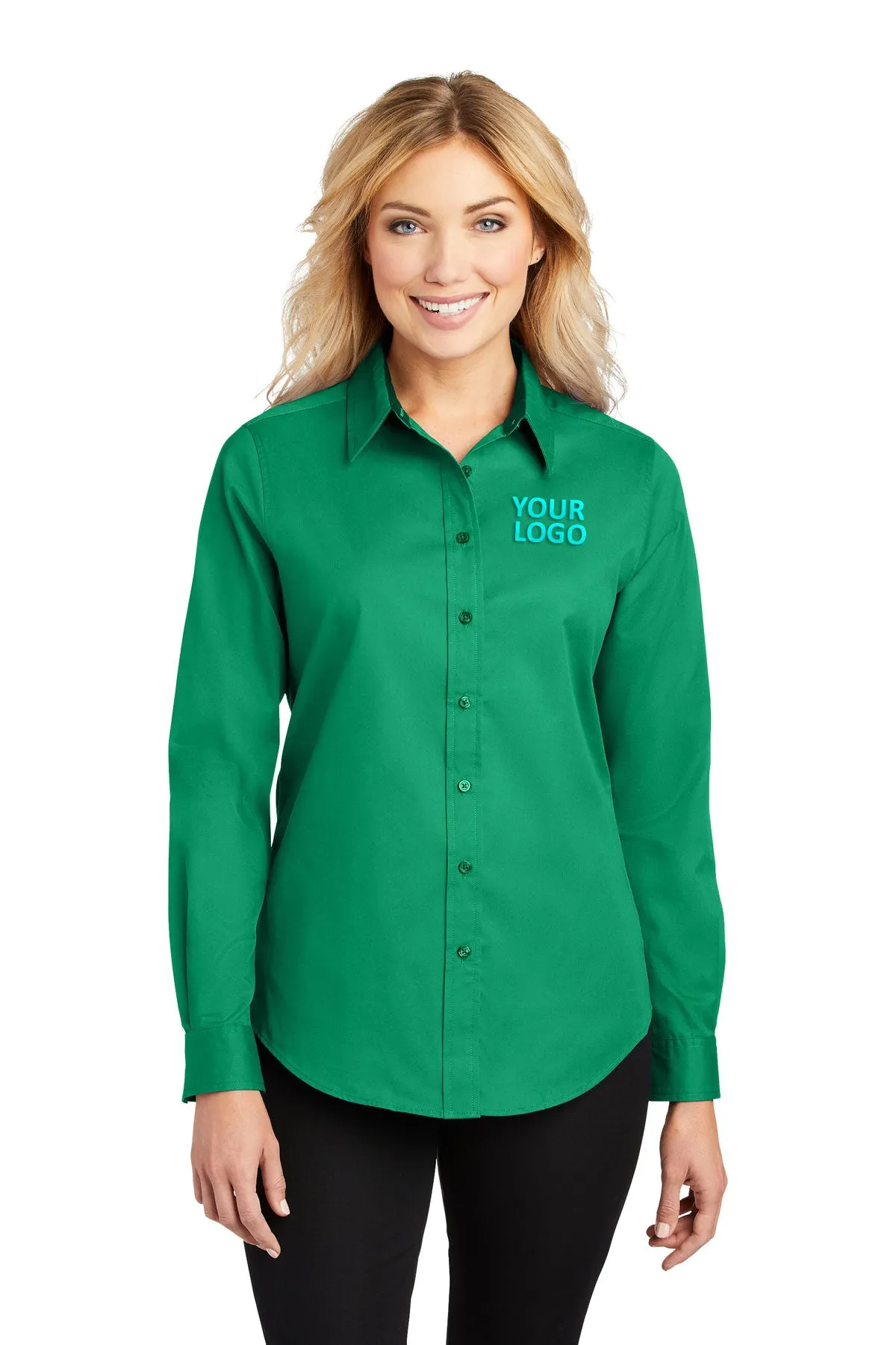 Port Authority Ladies Branded Easy Care Shirts, Court Green