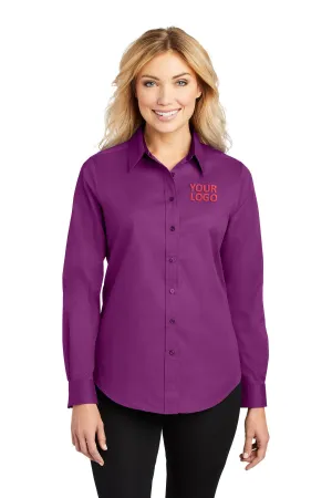 Port Authority Ladies Branded Easy Care Shirts, Deep Berry