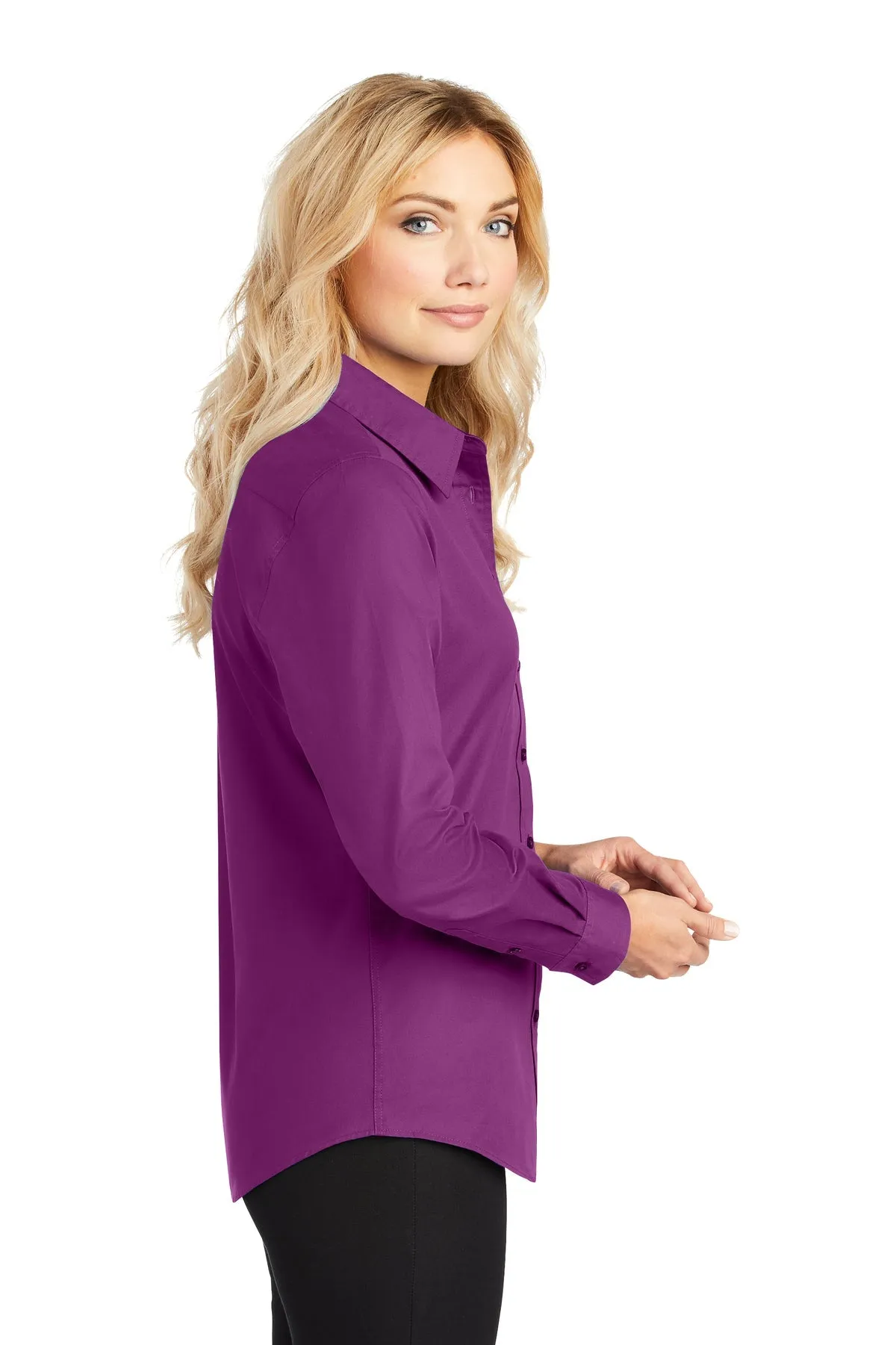 Port Authority Ladies Branded Easy Care Shirts, Deep Berry