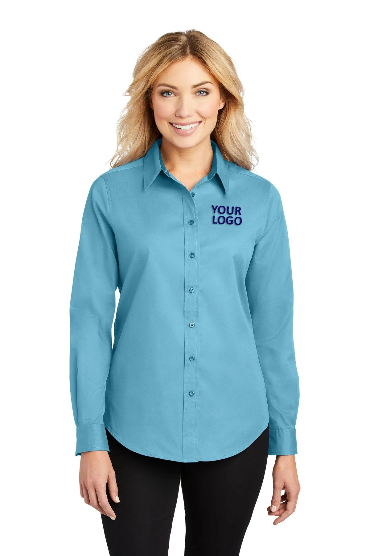 Port Authority Ladies Branded Easy Care Shirts, Maui Blue