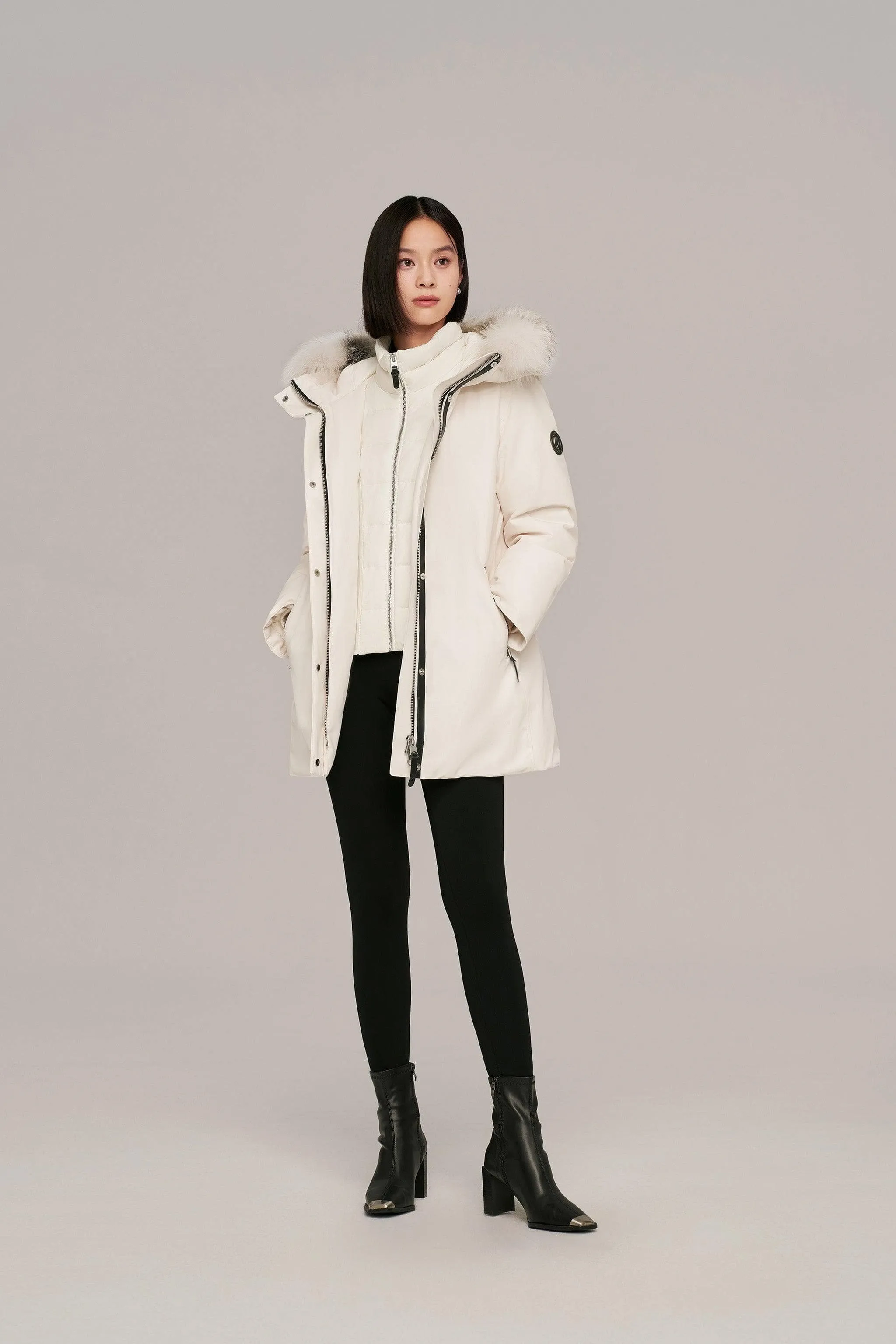 Premium business women’s mid-length goose down coat